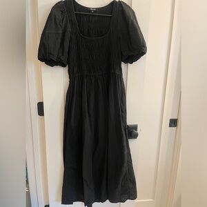 Madewell black smocked midi dress size 8. Excellent condition.